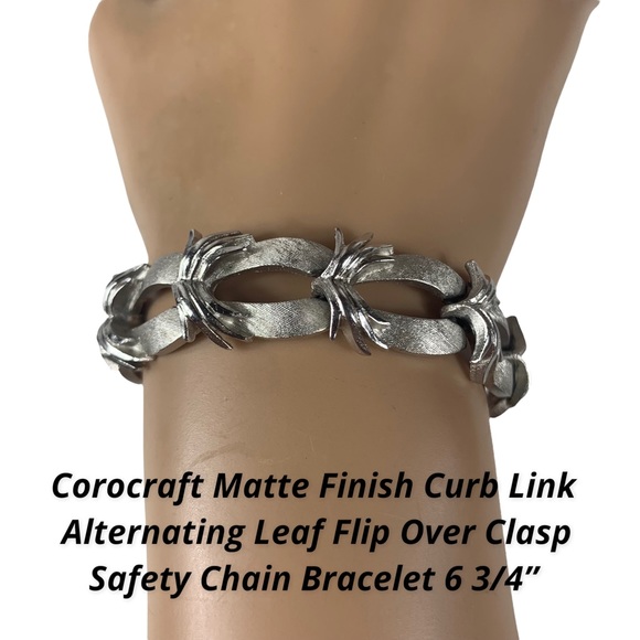 Corocraft Matte Finish Curb Link Alternating Leaf Flip Over Clasp Safety Chain